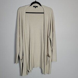 Lulus Ribbed Knit Cardigan Size L Cream Ivory Pockets Chunky Knit Coastal Lagen